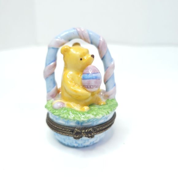Disney Winnie the Pooh Easter Trinket Box 2.5in Porcelain Midwest Cannon Falls - Picture 1 of 9